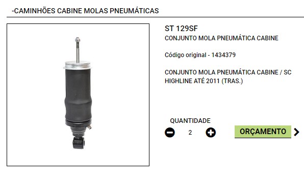 ST-129 SF - AMORT CABINE C/BOLSA SCANIA S4/S5/S6 P/G/R (TRAS)