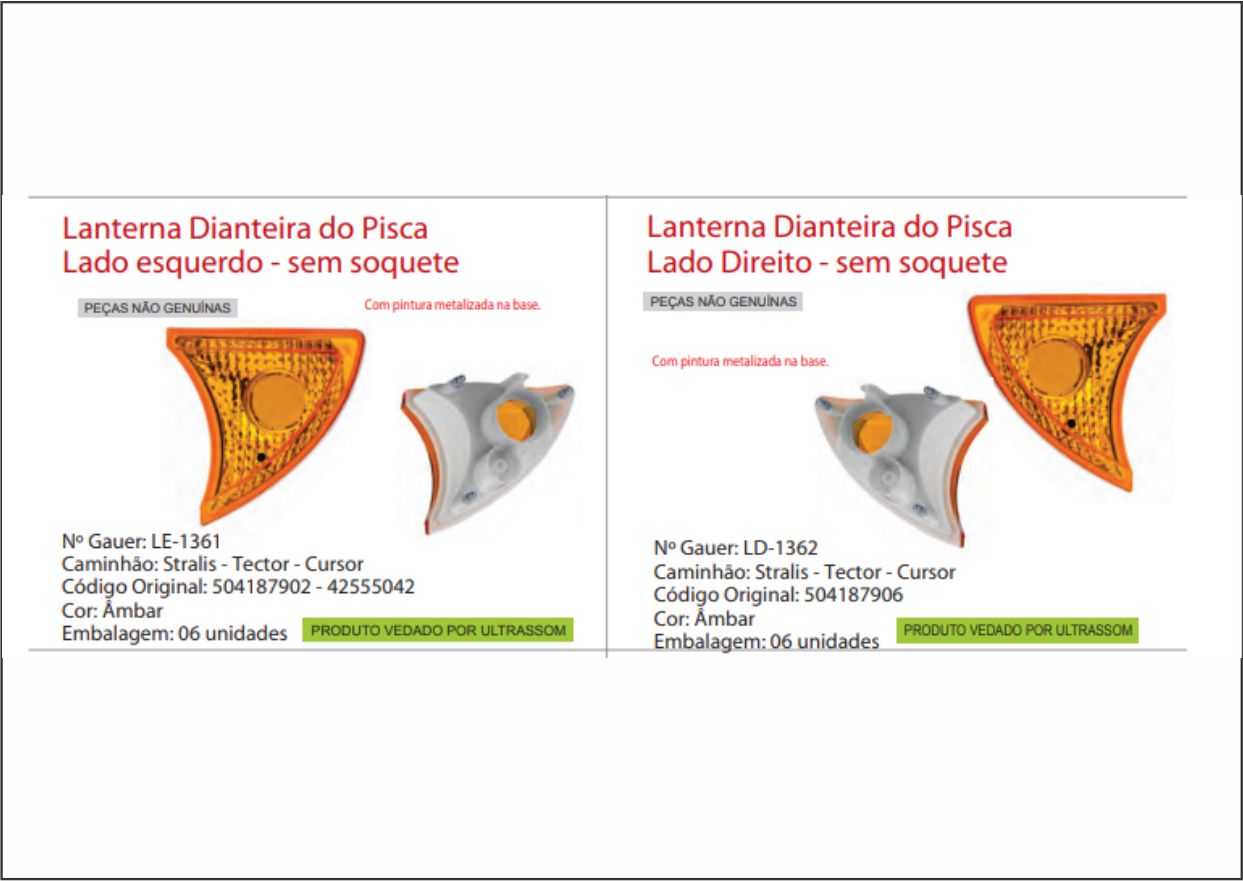 LD1362 - LANTERNA SETA IVECO STRALIS APOS 2008 AMARELA LD