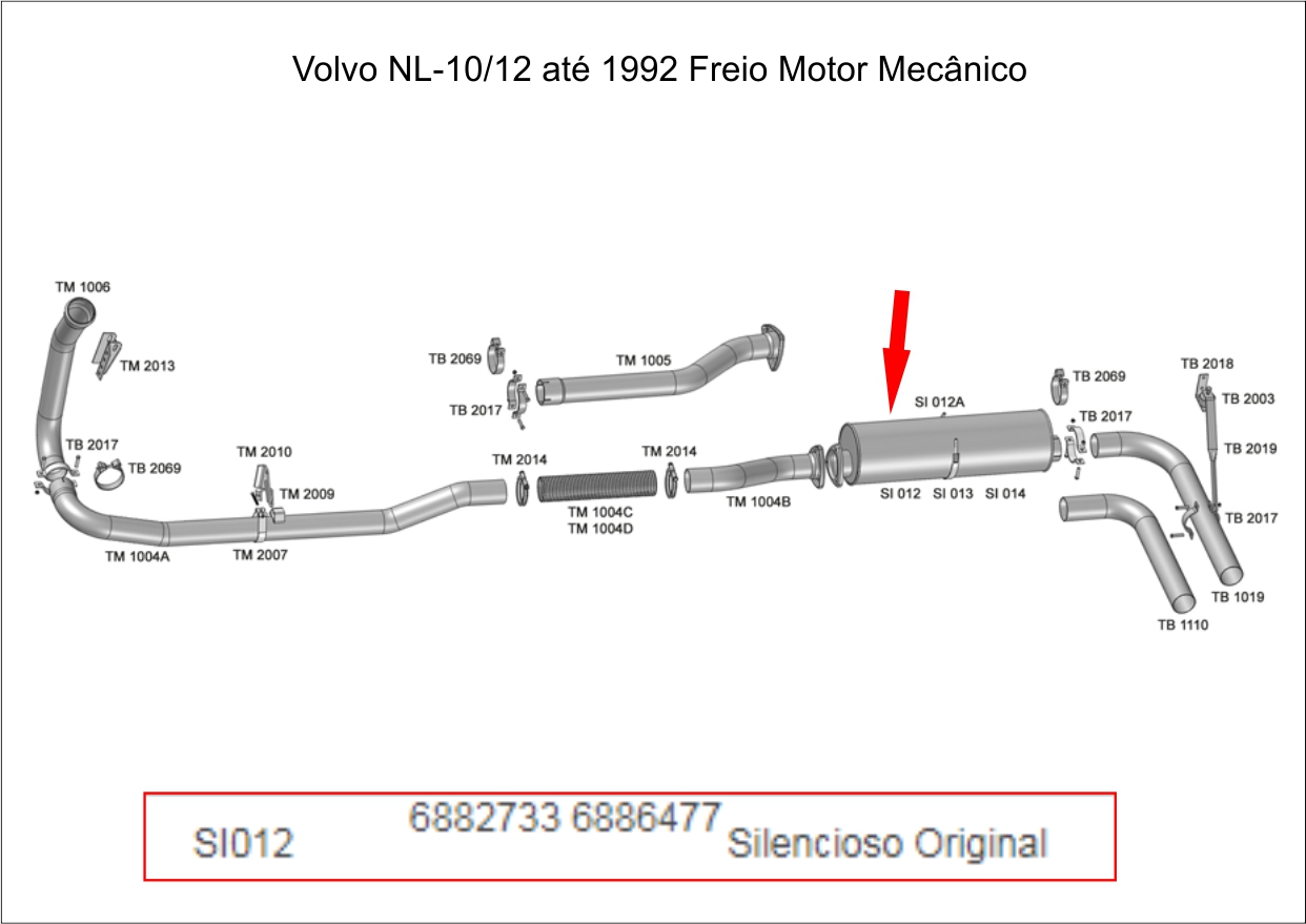 SI012 - SILENCIOSO VOLVO NL-10/12 ATE 1992 FREIO MOTOR MECANICO