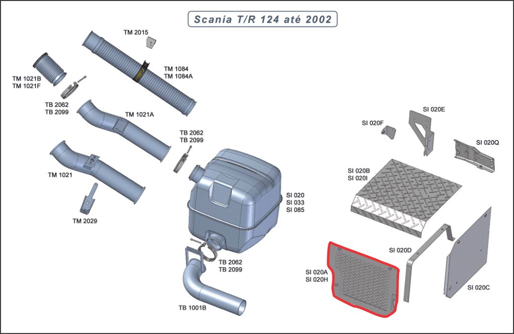 SI020A - PROT CALOR DIANTEIRO METAL SCANIA T/R 114/124