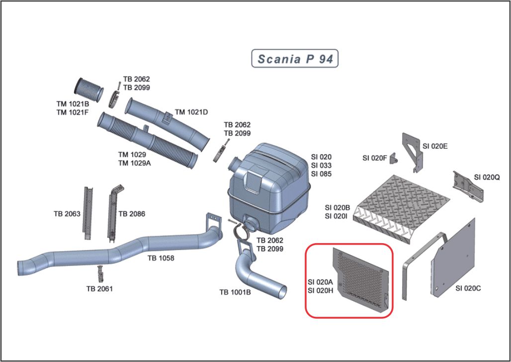 SI020H - PROT CALOR DIANTEIRO ALUM SCANIA T/R 114/124
