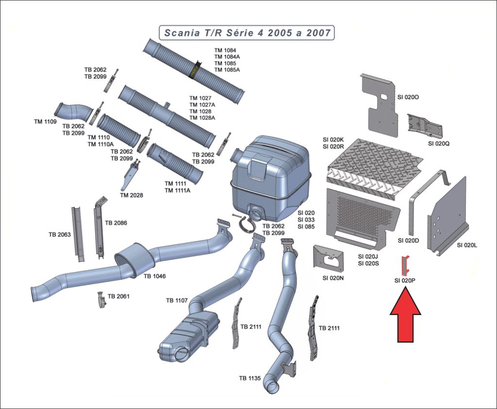 SI020P - REGUA FIX PASSARELA SCANIA 124 2005