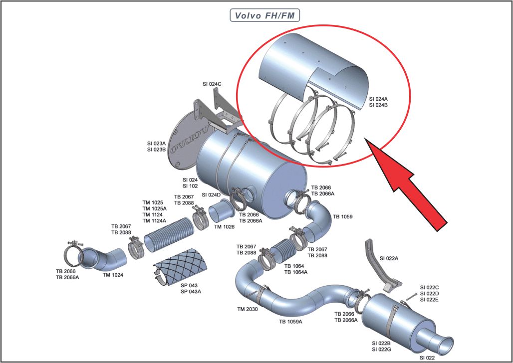 SI024B - CONJ PROTECAO SUP CATALIZADOR VOLVO FH INOX