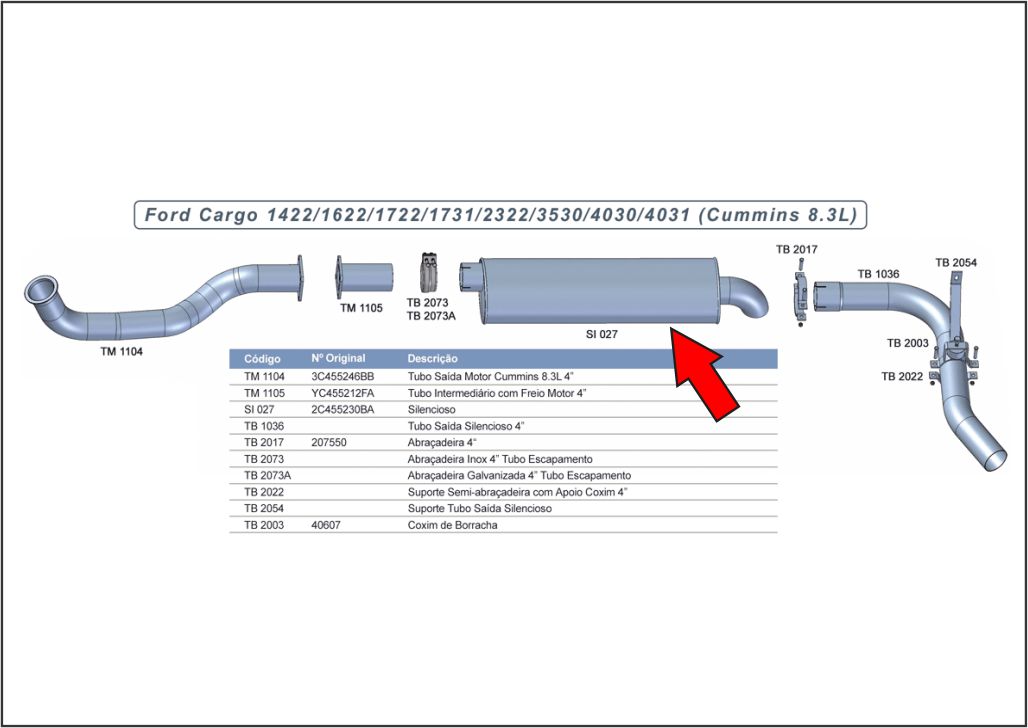 SI027 - SILENCIOSO VW 14.220 CARGO 1422/4031 OVAL GALVANIZADO