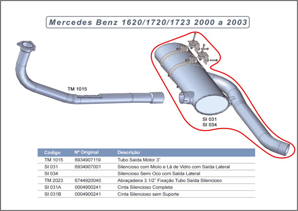 SI031 - SILENCIOSO C/MB 1620 ...03 SAIDA LATERAL C/MIOLO