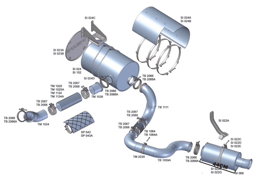 SI069 - SILENCIOSO VOLVO NH/FH TRASEIRO APOS 2004