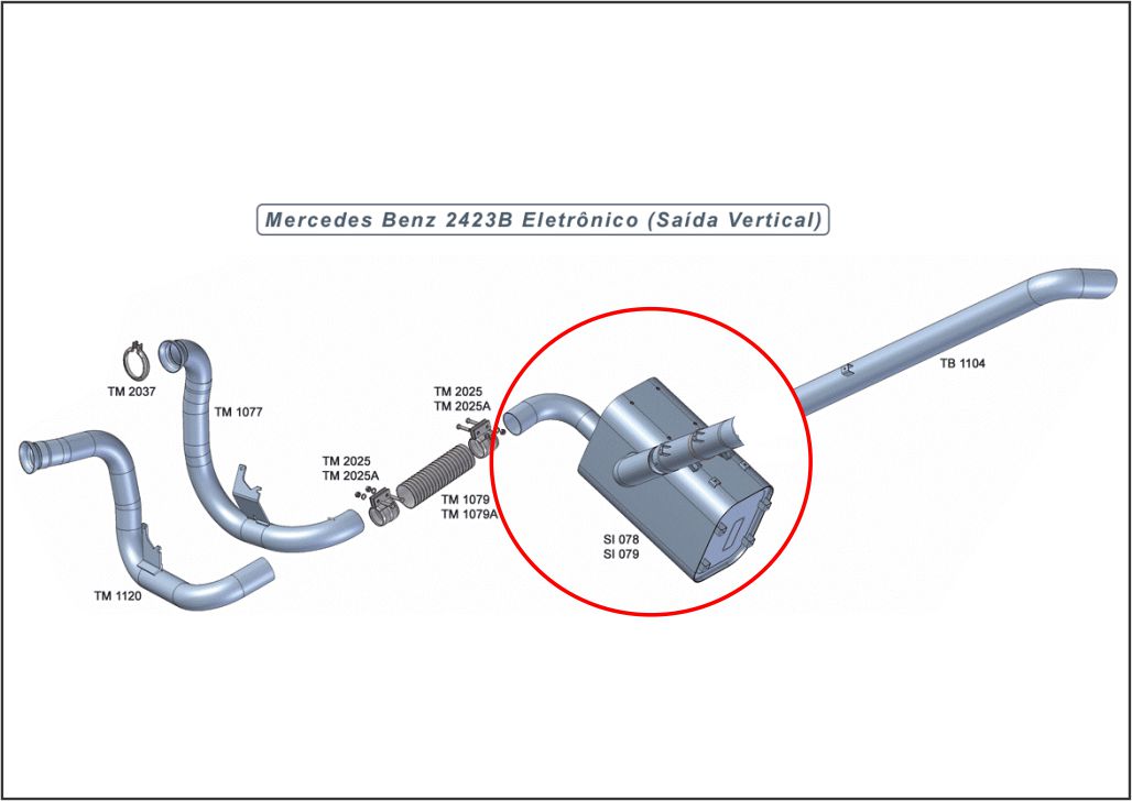 SI078 - SILENCIOSO MB 2423B 3,5' SAIDA VERTICAL