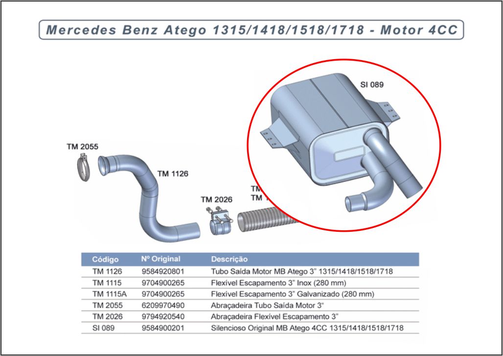 SI089 - SILENCIOSO C/ MB ATEGO 4CC