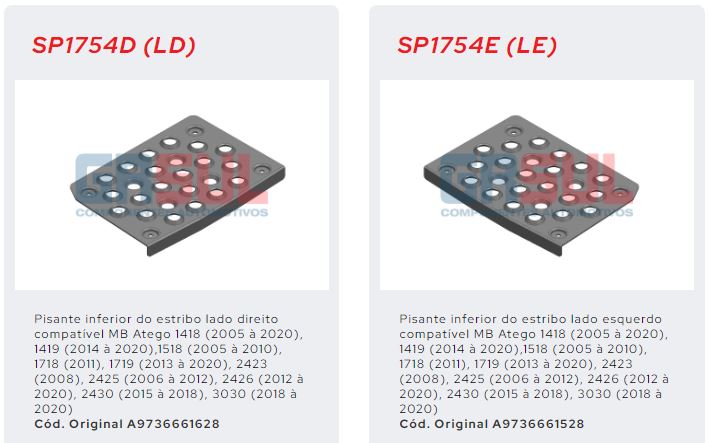 SP-1754D - PISANTE ESTRIBO MB ATEGO INFERIOR METAL LD
