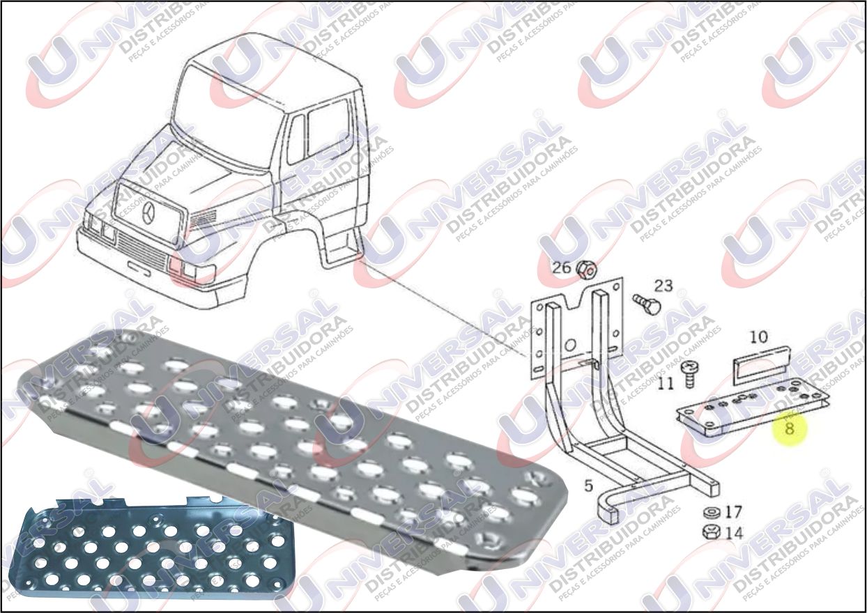 A6946660101 - PISANTE ESTRIBO MB HPN ALUMINIO