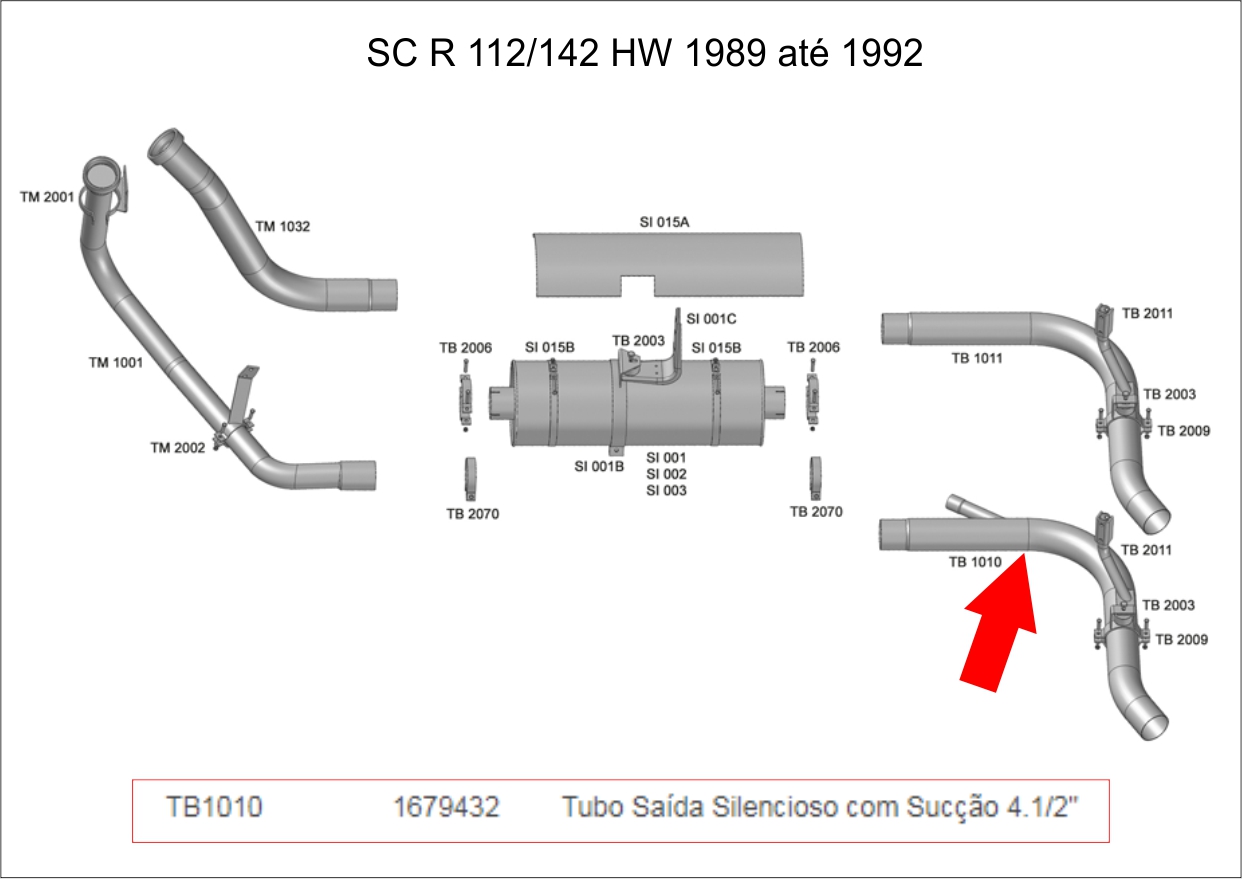 TB1010 - SAIDA FINAL COM SUCCAO 4.1/2 SCANIA R 112/142 HW 1989 ATE 1992