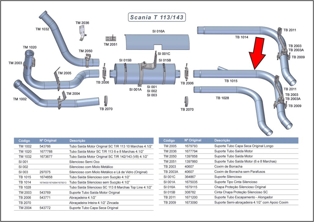 TB1015 - SAIDA FINAL SCANIA 113/143 C/ SUCCAO LADO LE
