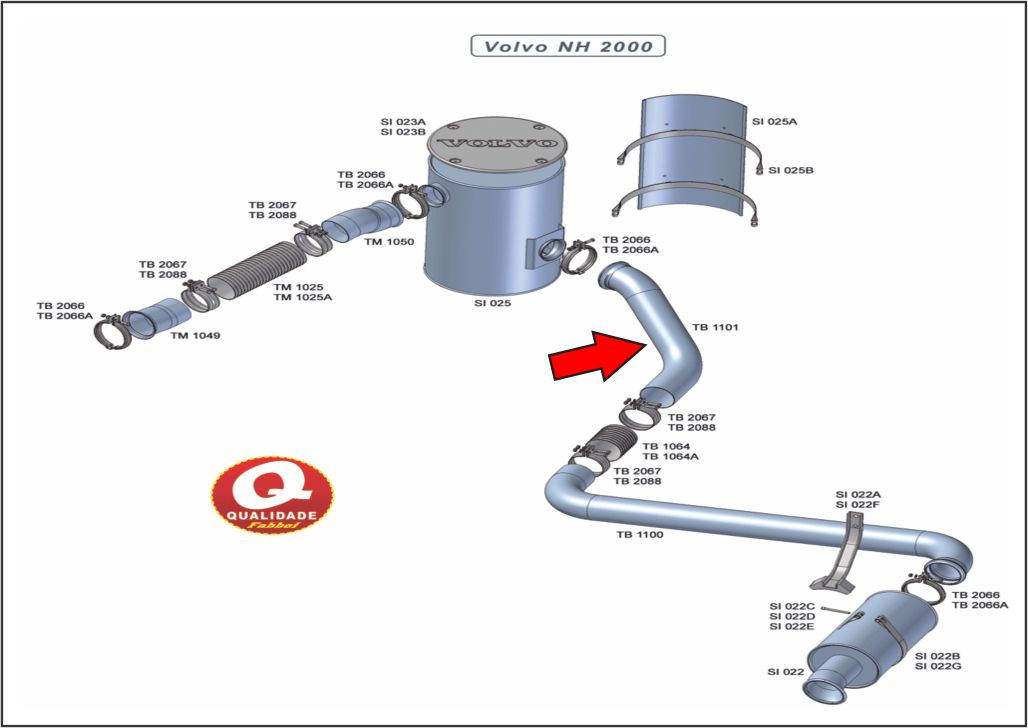 V859A - TUBO INTERMEDIARIO VOLVO NH SAIDA DO CATALIZADOR