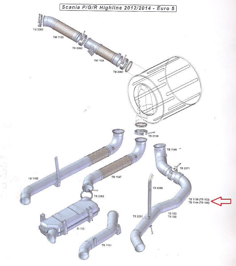TB1139 - SAIDA FINAL 4,5'' CATALISADOR SCANIA HIGLINE 2012/2014 EURO 5