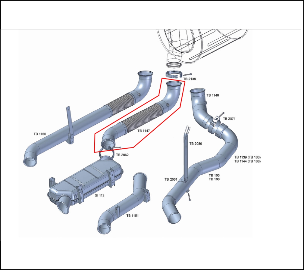 TB1147 - TUBO INTERMEDIARIO FLEXIVEL 4,5" SCANIA INOX C/ BOCA