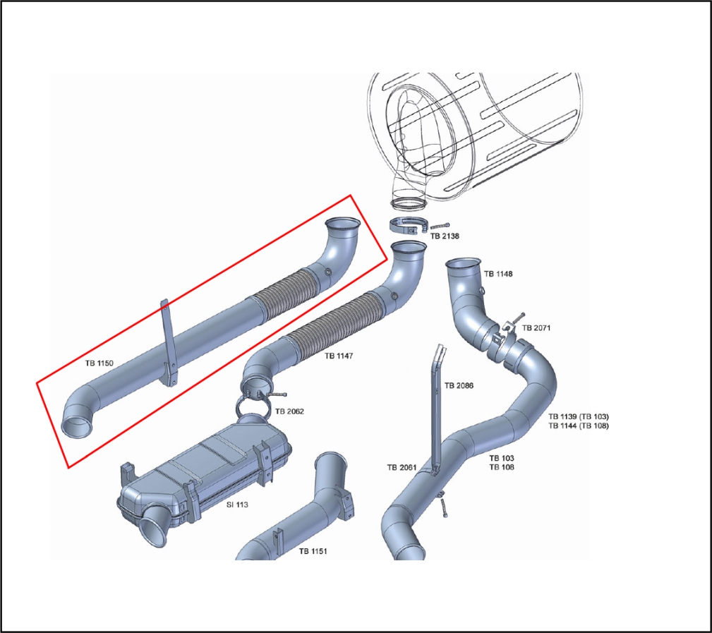 TB1150 - SAIDA FINAL CATALISADOR SCANIA S6 4,5" C/ FLEXIVEL