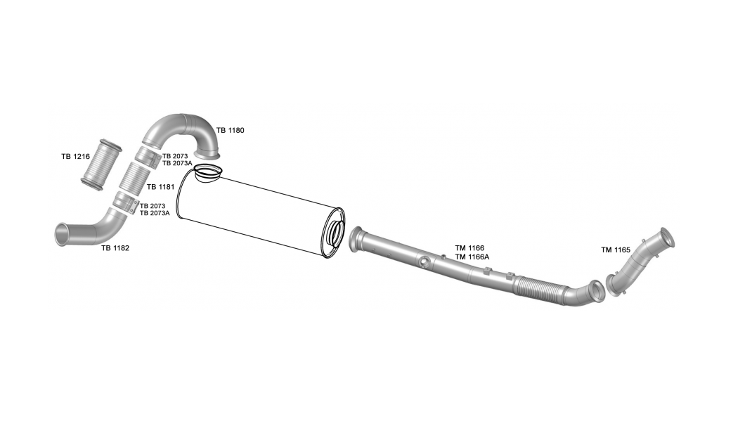 TB1216 - TUBO INTERMEDIARIO FLEXIVEL 4" 245 MM VOLVO VM 330 EURO 5
