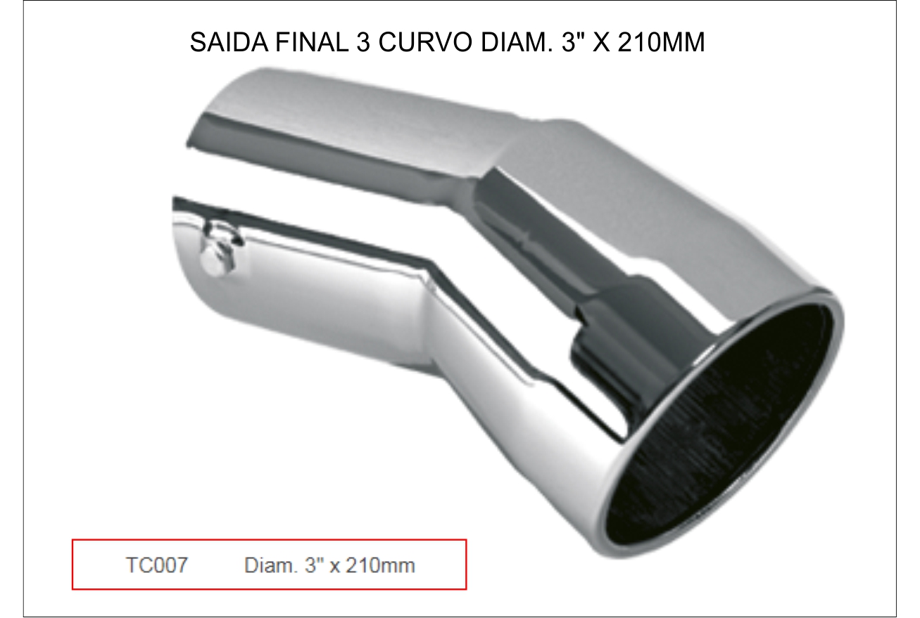 TC007 - TERMINAL ESCAPAMENTO 3 CURVO DIAM. 3" X 210MM