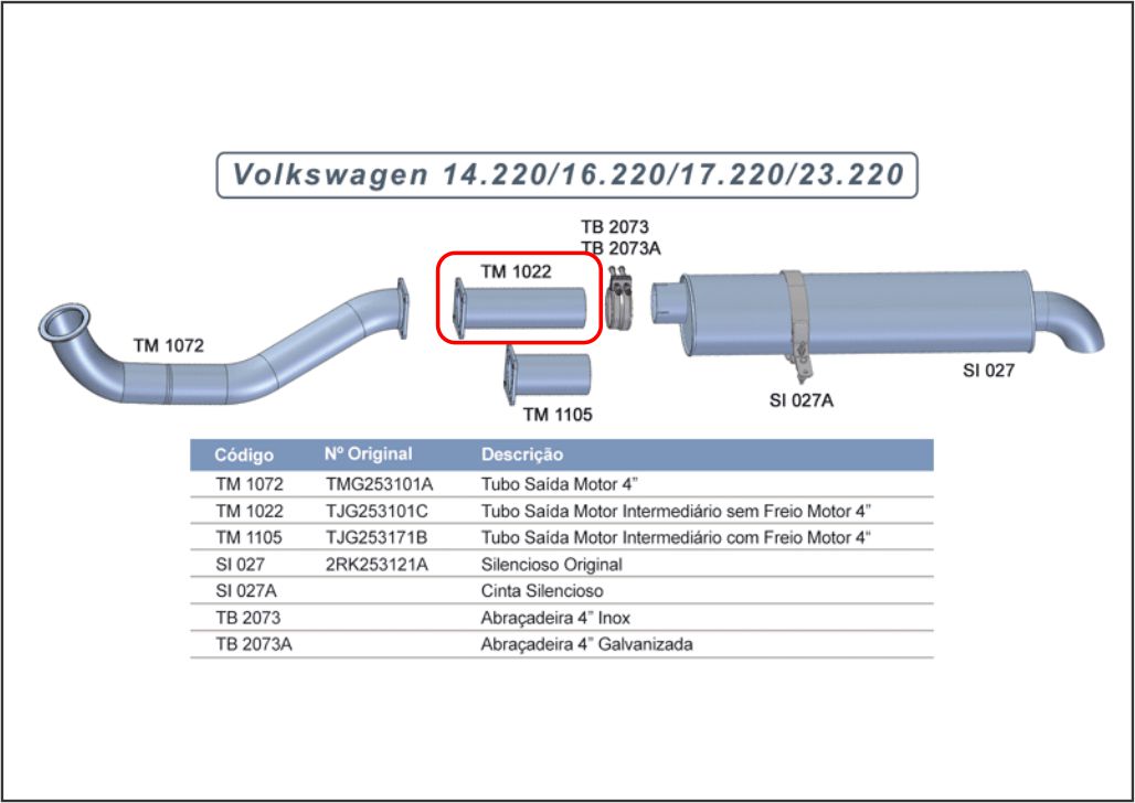 TM1022 - TUBO INTERMEDIARIO SEM FREIO MOTOR MAIOR 320MM