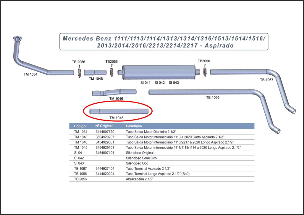 TM1045 - TUBO INTERMEDIARIO MB 1113 LONGO