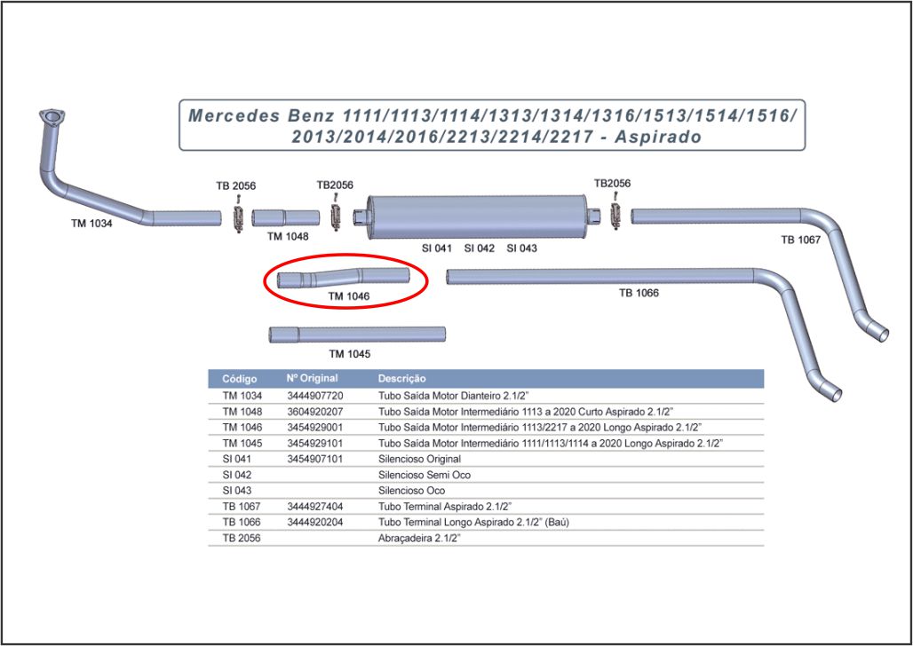 M080F - TUBO INTERMEDIARIO MB 1113 MEDIO 2,5''