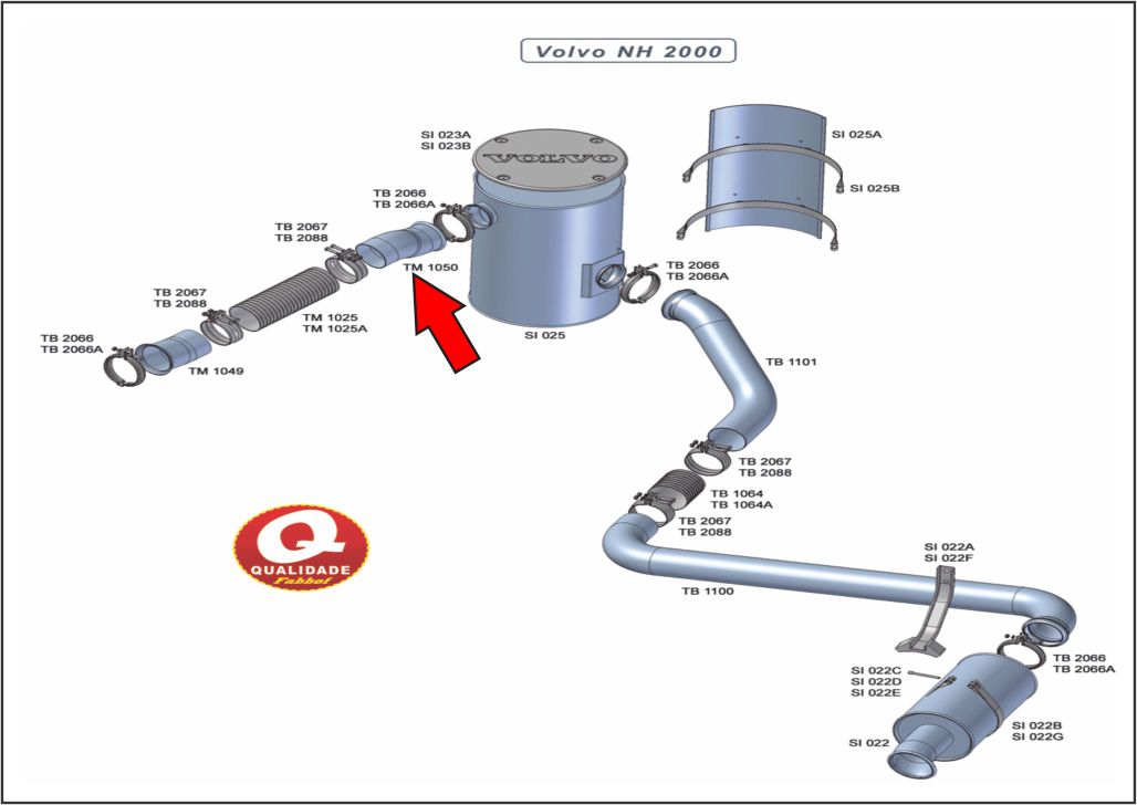 TM1050 - TUBO INTERMEDIARIO VOLVO NH ENTRADA CATALIZADOR