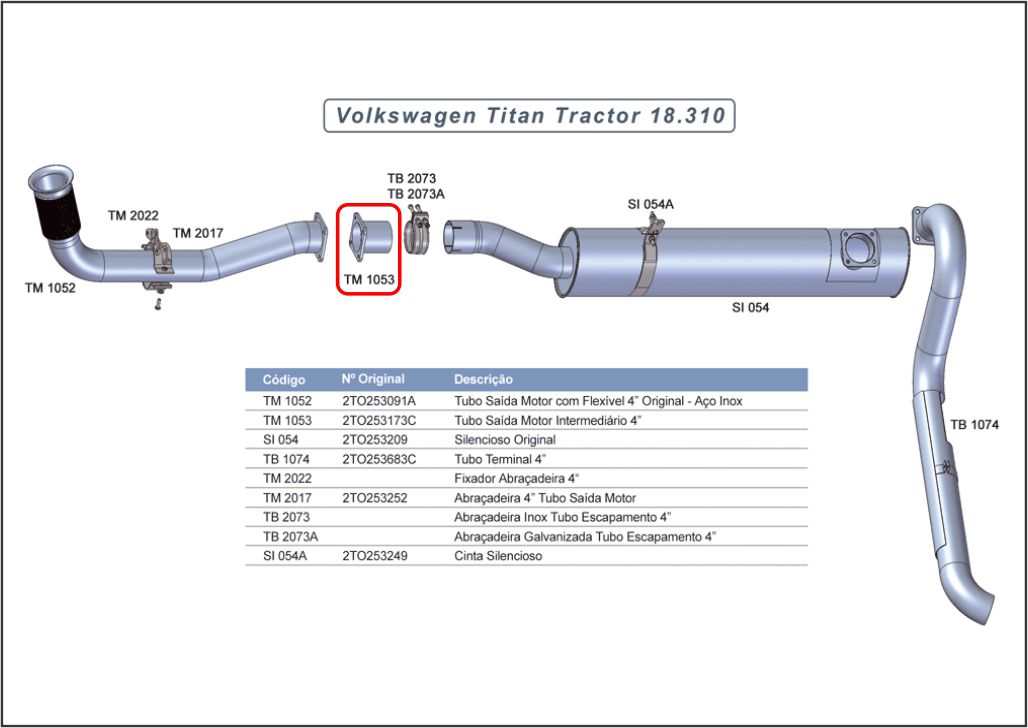 TM1053 - TUBO INTERMEDIARIO SEM FREIO MOTOR MENOR