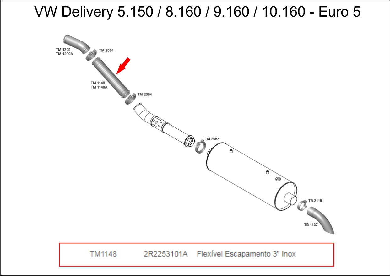 TM1148 - TUBO INTERMEDIARIO FLEXIVEL 3" 420MM INOX C/BOCA