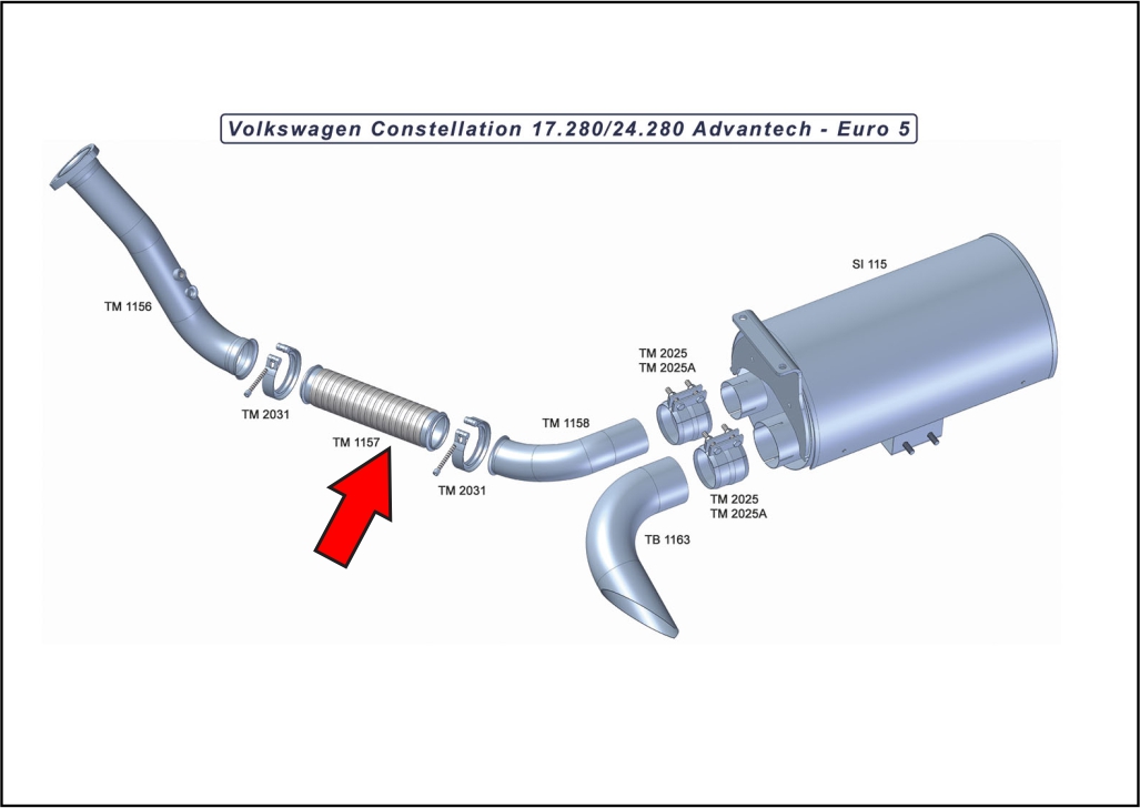 TM1157 - TUBO INTERMEDIARIO FLEXIVEL 3" 370 MM INOX C/ BOCA