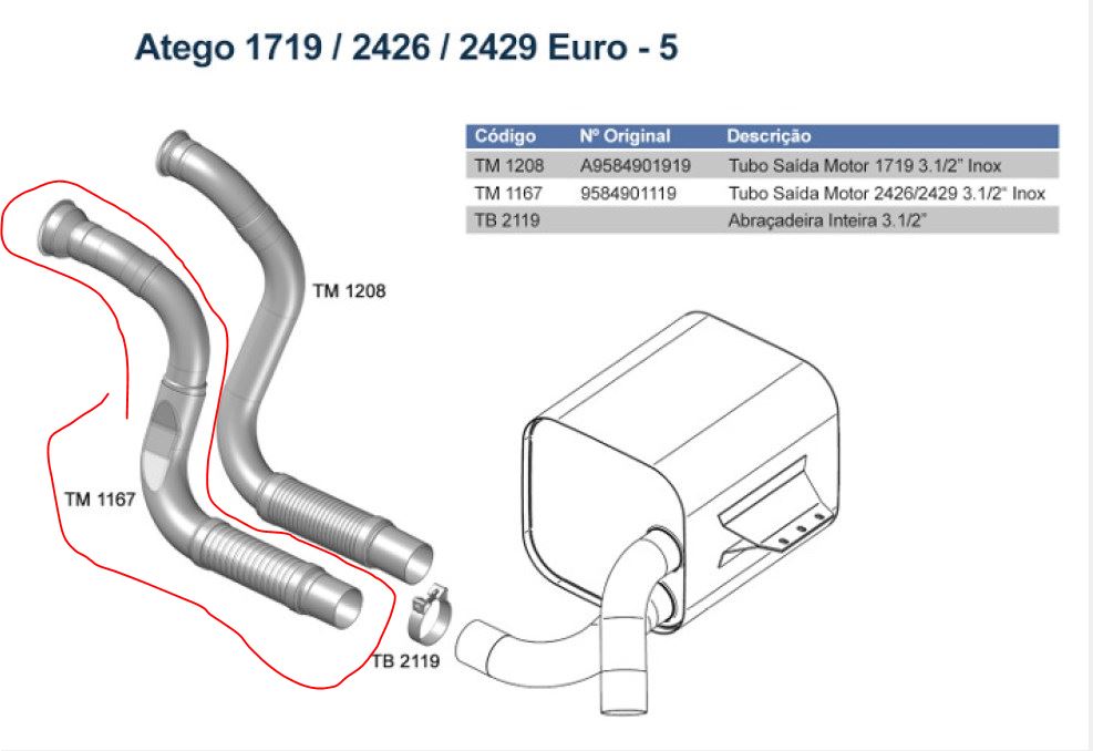 M093D - SAIDA MOTOR MB ATEGO 2426/2429 INOX