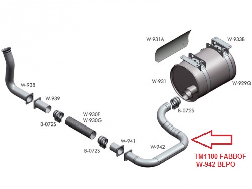 TM1180 - TUBO INTERMEDIARIO CURVO VW WORKER 26.260E / 31.260E