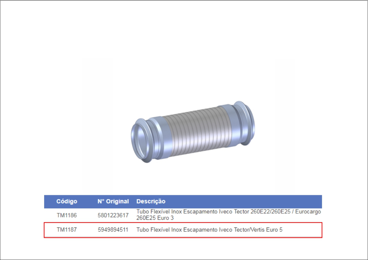 TM1186 - TUBO INTERMEDIARIO FLEXIVEL IVECO C/ BOCA