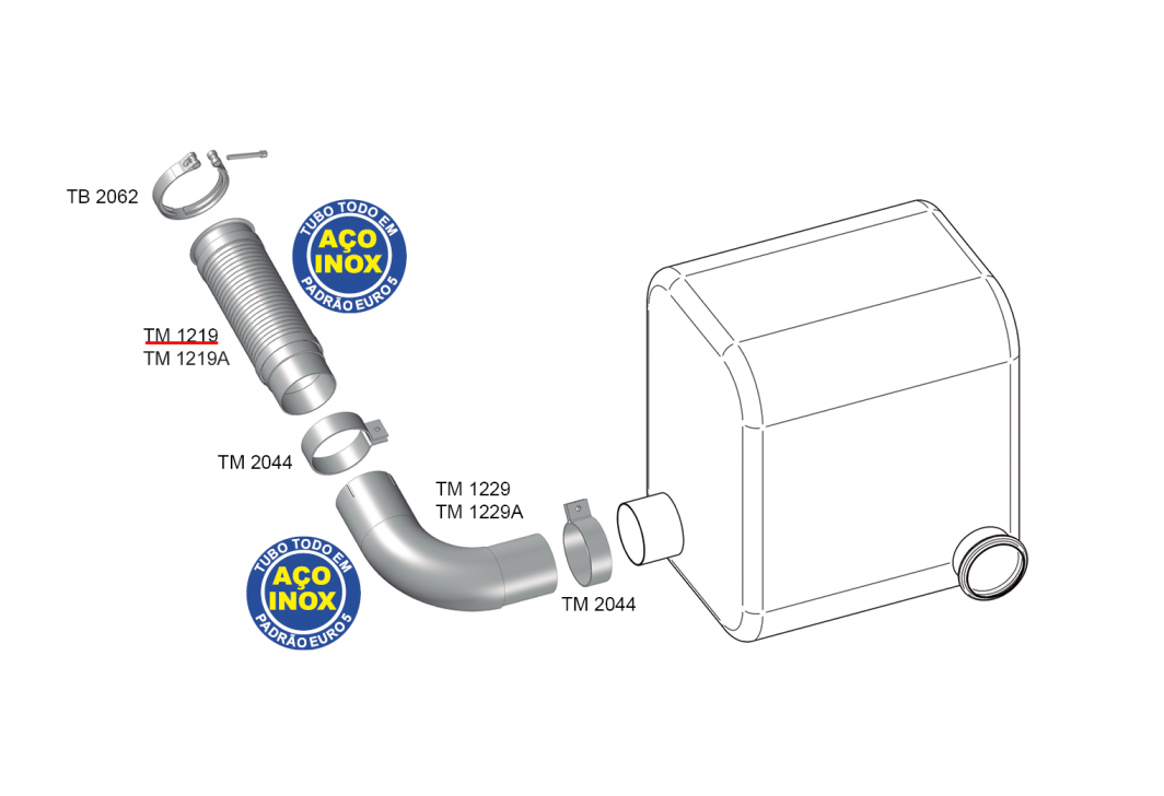 TM1219 - TUBO INTERMEDIARIO FLEXIVEL 4,5" INOX MAN TGX
