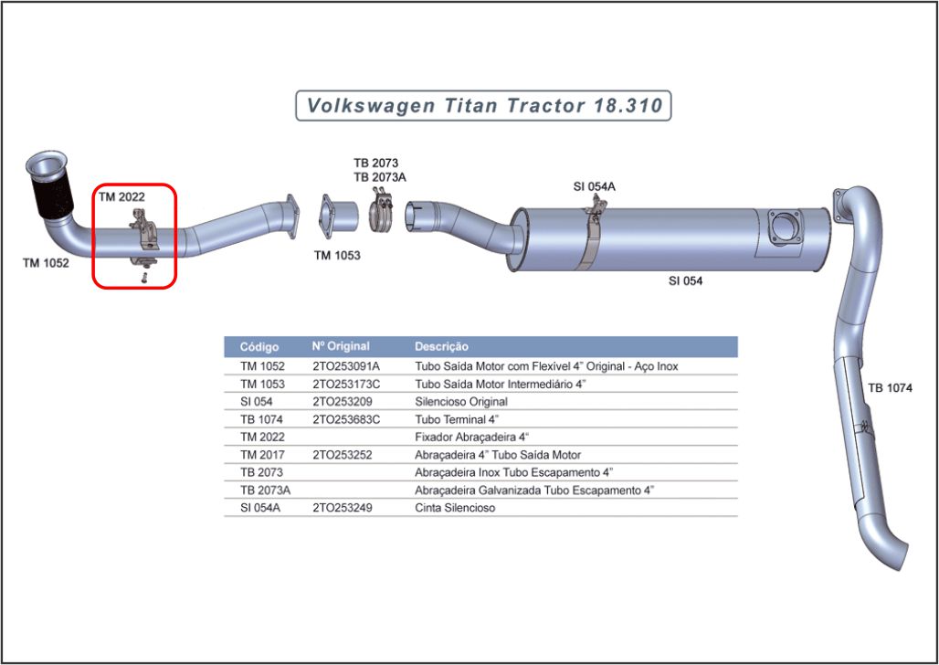 TM2022 - SUP ABRACADEIRA ESCAP SAIDA MOTOR VW TITAN