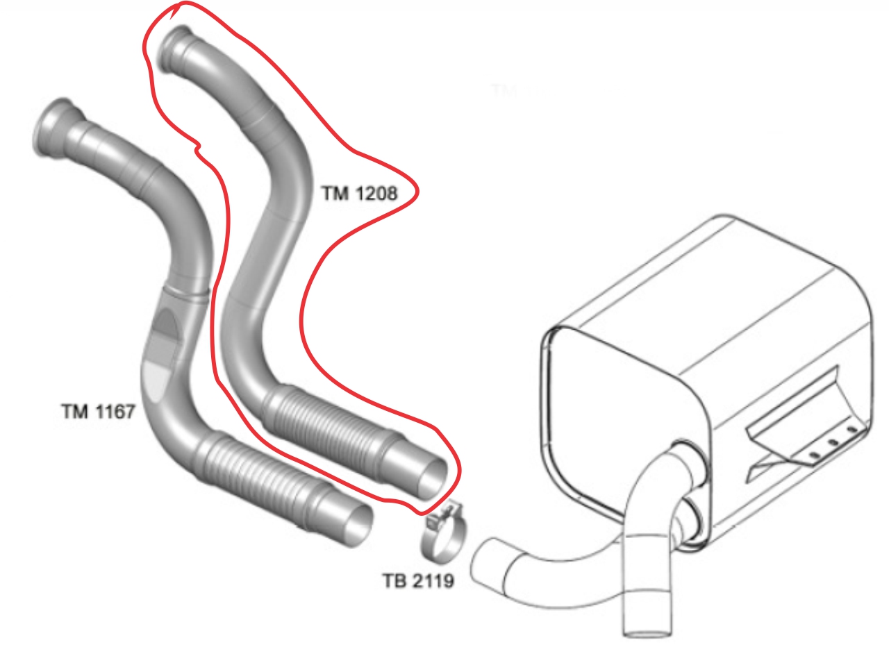 M093C - SAIDA MOTOR MB ATEGO 2426/2429 CANOS EM CARBONO E FLEXIVEL INOX