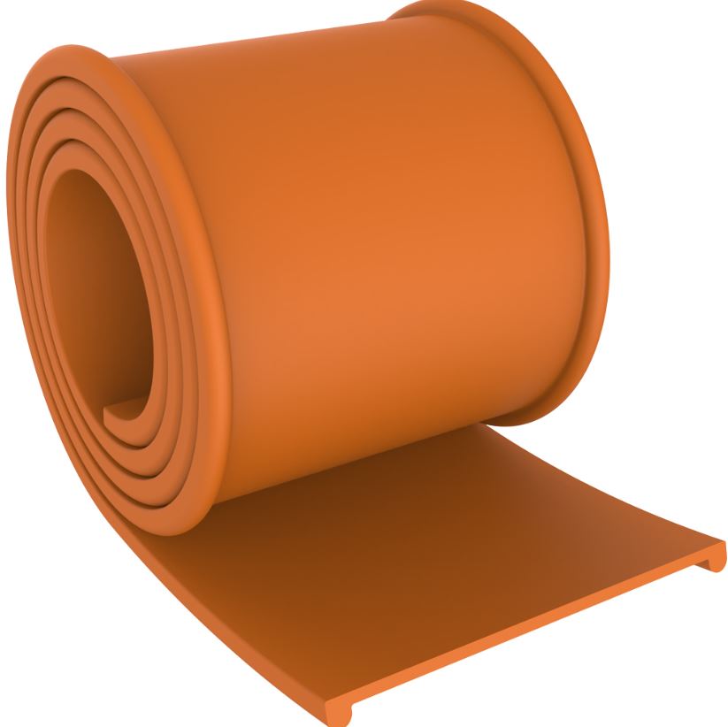 V885L - CINTA BORRACHA TANQUE 76 MM MOD U X 1000MM LARANJA