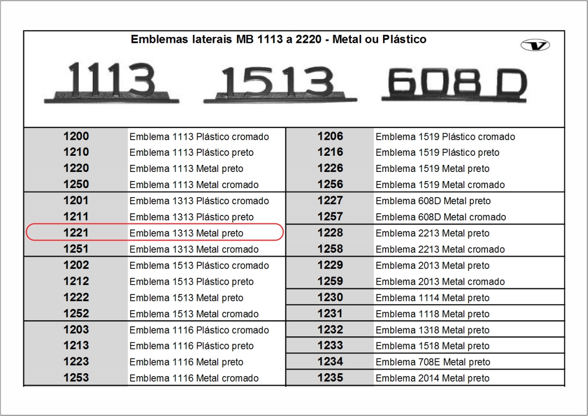 VL1221 - EMBLEMA ZAMAC MB 1313
