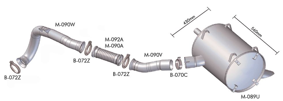 W925 - SILENCIOSO ESCAPAMENTO ACO CINZA P/VOLKSWAGEN 24220/24250 (2RS253121)