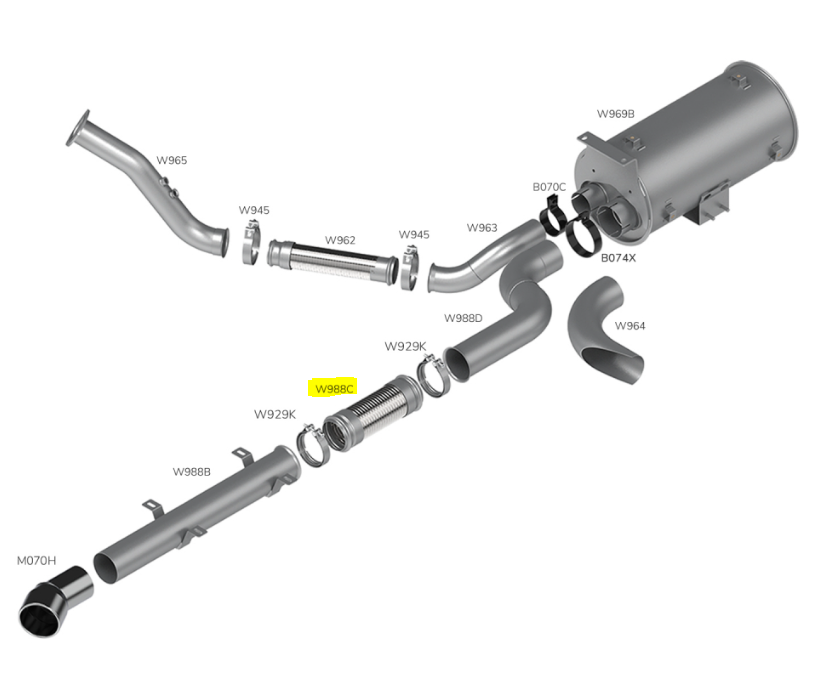 W988C - TUBO INTERMEDIARIO FLEXIVEL 4" 330 MM INOX C/ BOCA