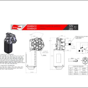 IMB100490424 - MOTOR LIMPADOR P/BRISA 24VTS ( A1 )