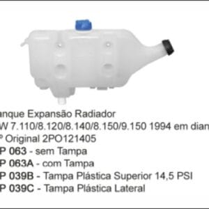 RP063A - RESERV RADIADOR VW 1 RETORNO 8.150 C/ TAMPAS