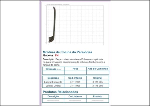 3111906 - MOLDURA COLUNA VOLVO FH TODOS DIR