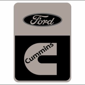 ADS0691 - EMBLEMA RESINADO CARGO PORTA CUMMINS PRETO/BRANCO