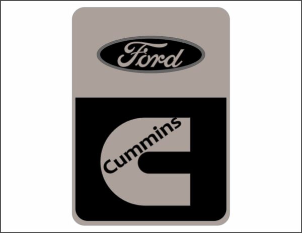 ADS0691 - EMBLEMA RESINADO CARGO PORTA CUMMINS PRETO/BRANCO