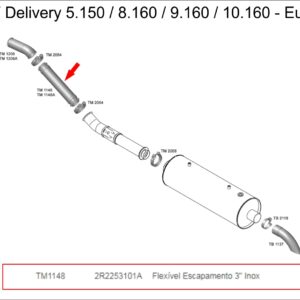 TM1148 - INTERM FLEXIVEL 3" 420MM INOX C/BOCA