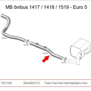 TM1160 - INTERM FLEXIVEL INOX MB ONIBUS 1417 / 1418 / 1519