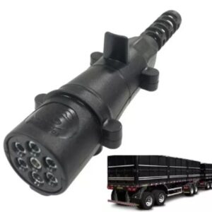 1312 - TOMADA ELETRICA 24V 7 POLOS MACHO PRETA COM EXTENS