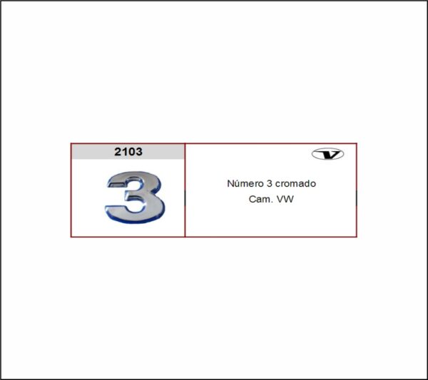 VL2103 - EMBLEMA CROMADO VW CONST N° 3