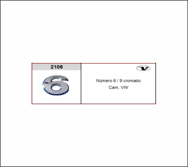 VL2106 - EMBLEMA CROMADO VW CONST N° 6/9