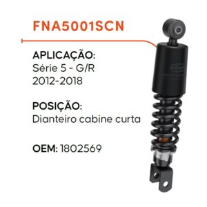 FNA5001SCN - AMORTECEDOR CABINE C/MOLA SCANIA S6 G/R 2012/2018 DIANTEIRO
